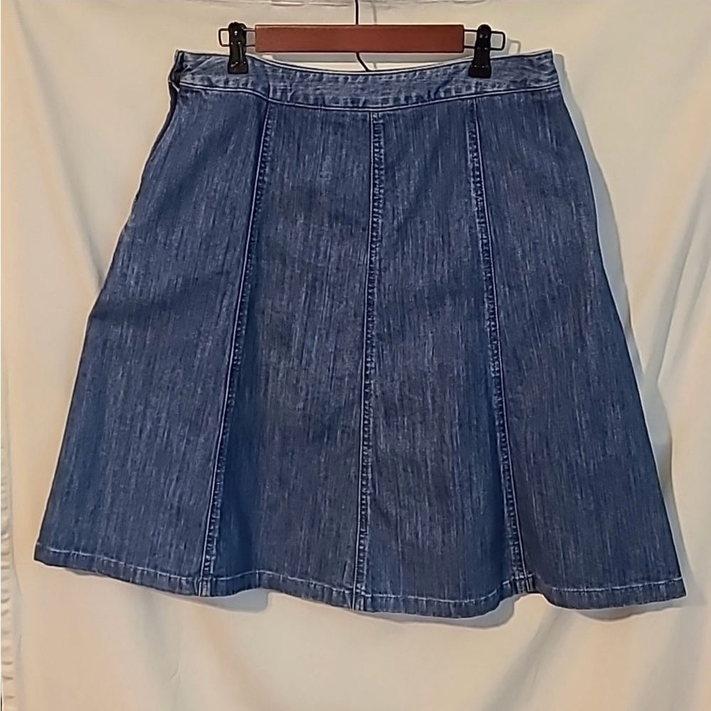LL Bean Classic Fit Denim Skirt sz 14